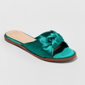 NWT Green Satin Sandals